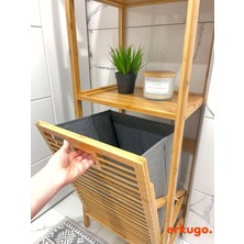 Erkugo Bambu 3 Raflı Kirli Sepeti, Çok Amaçlı Banyo Düzenleyici, Çamaşır Sepeti Organizer, Raf