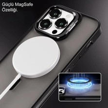 Kzy Apple iPhone 16 Pro ile Uyumlu Lens Hediyeli Kapak Kamera Korumalı Wireless Şarj Özellikli Standlı Premium Kılıf - Gri