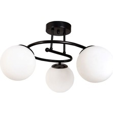 Hak Dekor Burgu 3lü Siyah Beyaz Camlı Avize