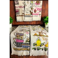 Cnr Garden 5'li Saçaklı Pamuklu 40X60 cm %100 Pamuk Baskılı Havlu Seti El Yüz Mutfak Havlusu Yumuşak Desenli Su Emici Set