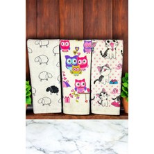 Cnr Garden 3'lü Pamuklu Baskılı Havlu Seti 30X50 cm El Yüz Mutfak Havlusu Yumuşak Desenli Su Emici Set