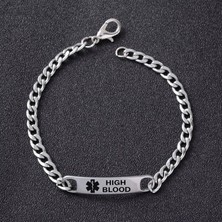 Qiuhong Shop 2 Hipoglisemi Moda Tıbbi Uyarı Logosu Paslanmaz Çelik Zincir Bilezik Oyulmuş  si  Hastalığı Kımlığı Erkekler Kadınlar Için Bilezikler (Yurt Dışından)