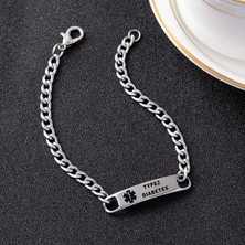 Qiuhong Shop 2 Hipoglisemi Moda Tıbbi Uyarı Logosu Paslanmaz Çelik Zincir Bilezik Oyulmuş  si  Hastalığı Kımlığı Erkekler Kadınlar Için Bilezikler (Yurt Dışından)