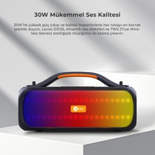 Lecoo DS155 30W Kablosuz Bluetooth 5.0 RGB Aydınlatmalı IPX5 Suya Dayanıklı TWS Stereo Boombox Taşınabilir Hoparlör Siyah