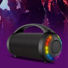 Lecoo DS156 8.5W Kablosuz Bluetooth 5.0 RGB Aydınlatmalı TWS Stereo Boombox Taşınabilir Hoparlör Siyah