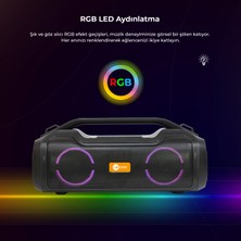 Lecoo DS153 Bluetooth 5.0 80W IPX5 Su Geçirmez RGB Aydınlatmalı Stereo TWS Boombox Taşınabilir Hoparlör Siyah