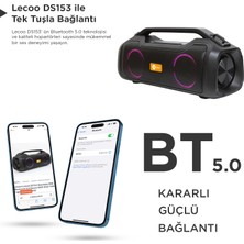 Lecoo DS153 Bluetooth 5.0 80W IPX5 Su Geçirmez RGB Aydınlatmalı Stereo TWS Boombox Taşınabilir Hoparlör Siyah