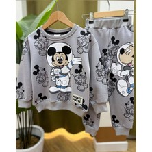 Emila Kids Astronot Mickey Mouse Baskılı Gri Erkek Çocuk Eşofman Takımı