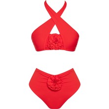 Çiçekli Çapraz Bikini Takım