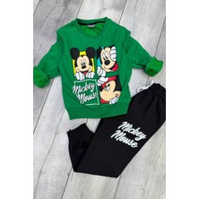 Mickey Mouse 2 Iplik Mevsimlik Erkek Çocuk Yeşil Eşofman Takımı