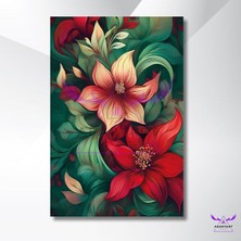 Abart Art Tekli Dikey Kanvas Üç Boyut Görünülü Büyük Kırmızı Çiçekler
