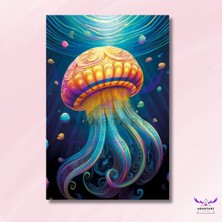 Abart Art Tekli Dikey Kanvas Duvar Tablosu Turuncu Renkli Deniz Anası Tasarımı