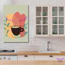 Abart Art Tekli Dikey Kanvas Modern Renkli Duvar Tablosu Kahve Fincanı