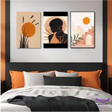 Abart Art 3'lü Kanvas Tablo Seti Modern Kadın ve Soyut Renkli Tasarım