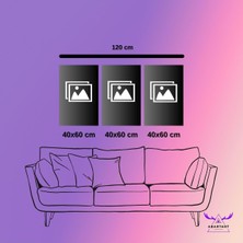 Abart Art 3'lü Kanvas Tablo Seti Modern Pembe Mor ve Turuncu Çiçek