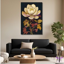 Abart Art Tekli Dikey Kanvas Şık Salon Tablosu Krem Rengi Şakayık Çiçeği