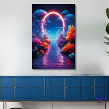 Abart Art Tekli Dikey Kanvas Salon Tablosu Neon Işıklı Yol