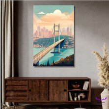Abart Art Tekli Dikey Kanvas Soft Renklerde Istanbul Boğaz Köprüsü Tasarımı
