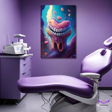 Abart Art Tekli Dikey Kanvas Diş Poliklinik Tablosu Çılgın Dişler Tasarımı