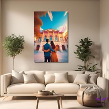 Abart Art Tekli Dikey Kanvas Modern Salon Tablosu Celsus Kütüphaanesi Tasarımı