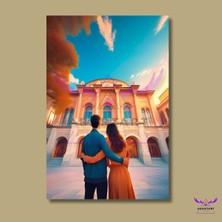Abart Art Tekli Dikey Kanvas Modern Salon Tablosu Celsus Kütüphaanesi Tasarımı