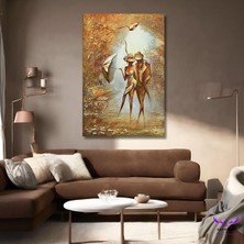 Abart Art Tekli Dikey Kanvas Dekortaif Duvar Tablosu Sonbahar Temalı Soyut Romantik Çift
