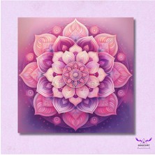 Abart Art Tekli Kare Kanvas Modern Salon Tablosu Pembe Lila Mandala