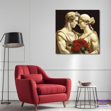 Abart Art Tekli Kare Kanvas Şık Salon Tablosu Helenistik Çift Heykeli