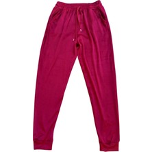 Çetiner Group Parlak Kadife Cepli Pantolon Eşofman Pijama Altı Büyük Beden Unisex Lastikli Paça Bordo