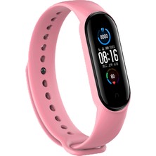 Kyver Xiaomi Mi Band 5 ve 6 Akıllı Bileklik Silikon Kordon Kayış Açık Pembe