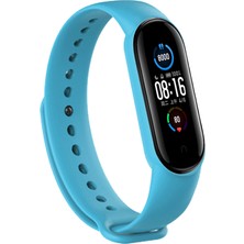 Kyver Xiaomi Mi Band 5 ve 6 Akıllı Bileklik Silikon Kordon Kayış Açık Mavi