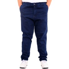 Mode Xl Büyük Beden Erkek Kot Pantolon Yan Cep Chıno 18880 Mavi