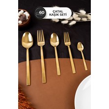 Elal 60 Parça 12 Kişilik Paslanmaz Çelik Gold Çatal Kaşık Seti - Şık ve Zarif Tasarım