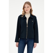 U.S. Polo Assn. Kadın Lacivert Fermuarlı Polo Yaka Sweatshirt 50295811-VR033