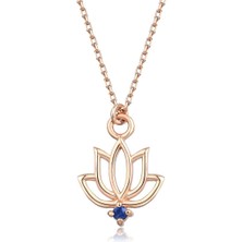 İryum Safir Lotus Çiçeği Kolye