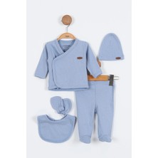 Yeni Düz Desenli Erkek Bebek Hastane Çıkışı Bebek Kıyafetleri Yenidoğan Hastane Çıkış Seti 5 Li