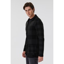 Lee Cooper Alvin Erkek Klasik Yaka Hırka Siyah-Antrasit