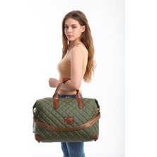 Çanta Trend Miami Polo Haki Kapitone Büyük Boy Kolay Temizlenebilir El ve Omuz Askılı Spor Çanta