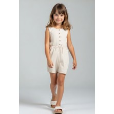 Minojoy Kelly Bej Kız Çocuk Keten Tulum