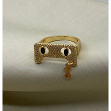 By Nur Takı Çelik Rose Gold Renk Taşlı Ayarlanabilir Yüzük