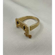 By Nur Takı Çelik Rose Gold Renk Taşlı Ayarlanabilir Yüzük