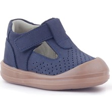 Rakerplus Shaun Hakiki Deri Koyu Lacivert Cırtlı Anatomik Bebek Sandalet