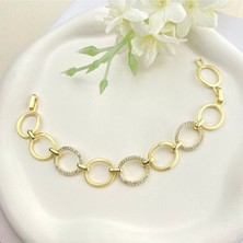 Kyver Halka Bileklik Kuyumcu Model Kadın Bileklik Vip Seri 14 Ayar Gold 17+3cm