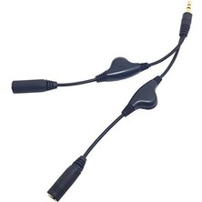 Navidata 3.5 mm Stereo Ses Kontrollü Kulaklık Çoklayıcı  Ses Ayarlı Aux Kablo 30CM