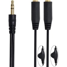 Navidata 3.5 mm Stereo Ses Kontrollü Kulaklık Çoklayıcı  Ses Ayarlı Aux Kablo 30CM