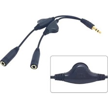 Navidata 3.5 mm Stereo Ses Kontrollü Kulaklık Çoklayıcı  Ses Ayarlı Aux Kablo 30CM