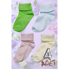 Uniquetrenders Pamuklu Dört Mevsim 4'lü  Bebek Çorabı Renkli Bebek Çorap