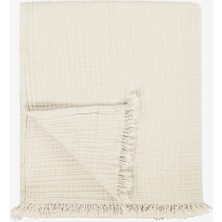 Cocoon %100 Pamuk 4 Katlı Müslin Koltuk Şalı Ekru 130x170