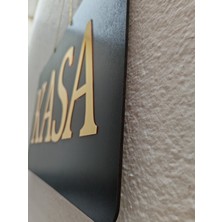 Pleksibu Kasa Yazılı Siyah Mdf Üzeri Gold Aynalı Pleksi Yazılı Yönlendirme Levhası Tabela 50X30 cm