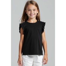 Minojoy Clara Siyah Pamuklu Kız Çocuk Tshirt